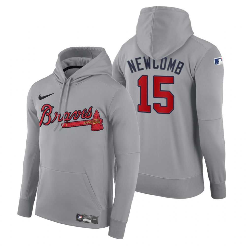 Men Atlanta Braves 15 Newcomb gray road hoodie 2021 MLB Nike Jerseys